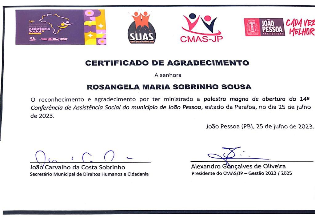 Certificado de agradecimento